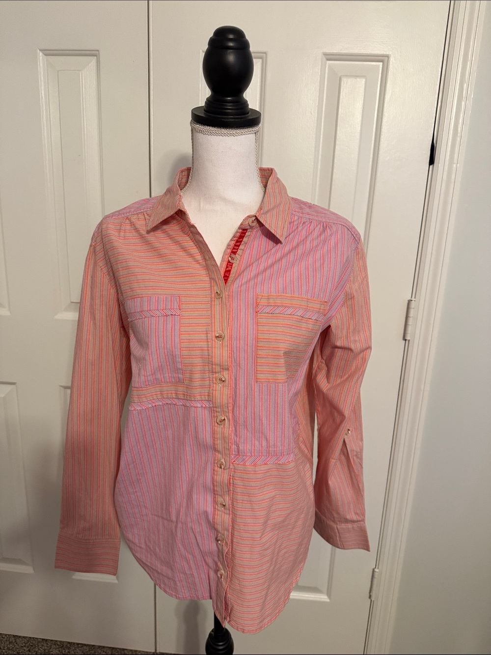 Tru Luxe Jeans Pink Striped Button-Down Shirt